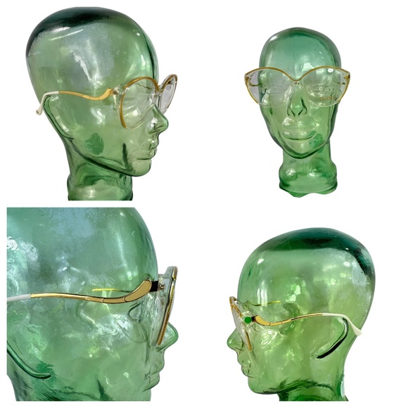 Rare ULTRA Zanadu Designer Gold Cat Eye Glasses Classic Clear Frames 59 18 NOS main image 15